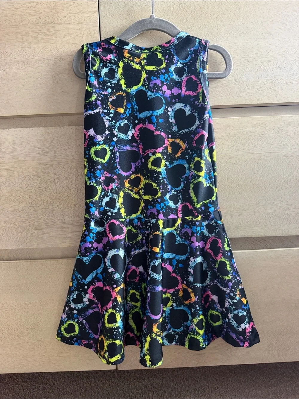 Black Neon Heart Skater Dress by Dori Creations